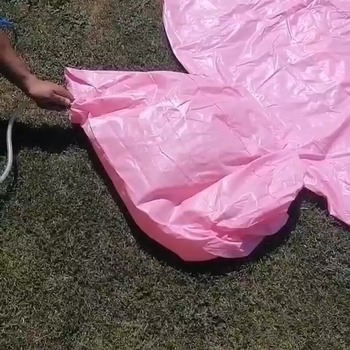 Inflating flamingo float with air compressor