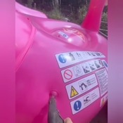 Inflating flamingo float with compressor 2