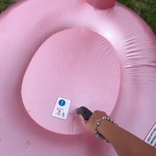 Inflating flamingo float with compressor 2