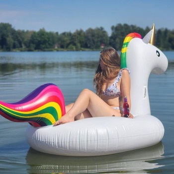 Katy and friends shooting with inflatables