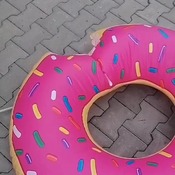 Teri inflating donut float