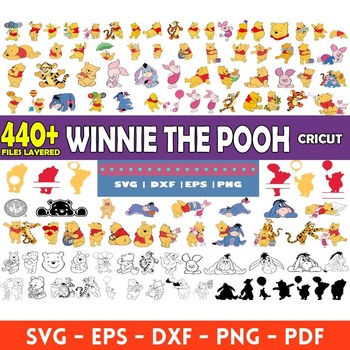 1 Winnie The Pooh Layered mega big bundle svg png clipart cricut files