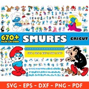 10 Smurfs mega big bundle svg png clipart vector Font Files for Cricut Cut Files Layered Alphabet Numbers Symbols