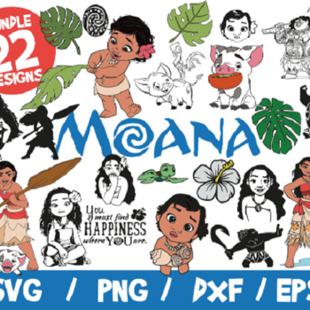 108 Moana SVG Bundle, Moana Vector, Moana Cricut, Moana T-Shirt, Maui SVG, Pua SVG, Heihei Svg Silhouette, You Must Find Happiness Where You