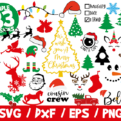 111 Christmas SVG Bundle, Merry Christmas SVG, Santa Claus SVG, Snowman Face Svg, Reindeer Svg, Santa Hat, Cousin Crew, Elf, Holly, I tried