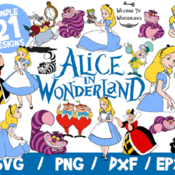 112 Alice In Wonderland SVG Bundle, Alice SVG, We're All Mad Here Cricut, Vector, Clipart, Vinyl, Wall Decal, Cheshire Cat SVG, Disney, Welc
