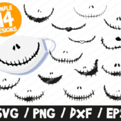 119 Jack Skellington SVG Bundle, Jack Skellington Smile Face Mask, Halloween Face Mask, Smile Nose SVG, Sally Mask, Nightmare Before Christm