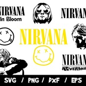 12 Nirvana Bundle, Nirvana SVG, Nirvana Logo SVG, Nirvana Nevermind, Kurt Cobain Wall Decal, Vinyl, Cut File, Nirvana T-Shirt, Nirvana Shirt