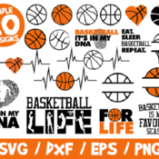 121 Basketball SVG Bundle, Basketball It's In My DNA, Basketball Life, For Life, Cricut, Vector, TShirt, Ball, Net, Eat Sleep Repeat, Heartb