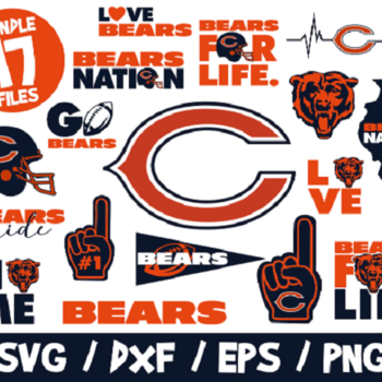 123 Bears SVG Bundle, Chicago Bears Svg, NFL Team SVG, Bears Nation Shirt, Bears Cricut, Bears For Life Svg, Bears Helmet, Bears Logo, Heart