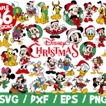 129 Disney Christmas SVG Bundle, Mickey Christmas SVG, Minnie Christmas, Mickey Ornament, Minnie Christmas, Donald, Daisy, Merry Christmas T