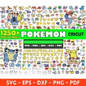 13 Pokemon mega big bundle svg png clipart vector cut files birthday Pikachu Cricut and silhouette Instant download