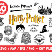 134 Harry Potter SVG 60 Files Bundle, Harry Potter Bundle SVG, HP Svg Cricut Silhouette, Hogwart Svg, Quidditch Svg, Gryffindor Vinyl Cut Fi