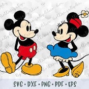 143 SVG PNG DXF Mickey Minnie Mouse Vintage Retro Old School Style Layered Cut files Cricut Download Silhouette Iron on Sublimation Transfer