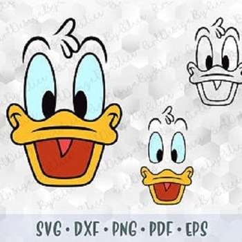 144 SVG PNG Donald Duck Head Face Eyers Beak Mickey Minnie Friends Layered Cut file Outline Silhouette Cricut Iron on Transfer Template Sten