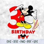 146 SVG PNG Mickey Mouse Birhday Boy Third 3 Years Old Head Ears Layered Cut Files Cricut Silhouette Iron on Transfer Birthday Family Disney