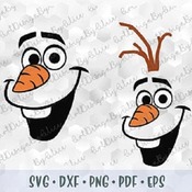 150 Olaf Snowman Head Face Frozen 2 SVG PNG Layered Cut files Outline Stroke Coloring Page Cricut Silhouette Iron on Transfer Sublimation De