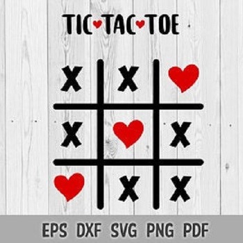 154 SVG PNG DXF Tic Tac Toe Heart Love Valentine Day Vector Cut files Cricut Silhouette Iron on Template Clip Art Digital Download  silhouet