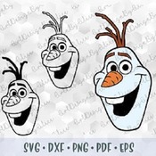 155 SVG PNG Olaf Snowman Head Face Frozen 2 Layered Cut files Outline Stroke Coloring Page Cricut Silhouette Iron on Transfer Sublimation De