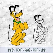 157 SVG PNG DXF Mickey Mouse Friend Pluto Dog Layered Vector Cut file Outline Silhouette Cricut Iron on Transfer Disney Birthday Tshirt Desi