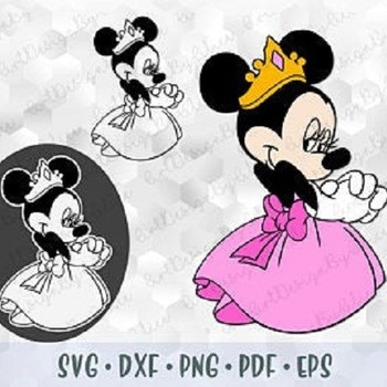 161 SVG PNG Minnie Mouse Princess Crown Hands Ears Head Pink Layered Cut Files Outline Silhouette Cricut Iron on Transfer Disney Birthday Gi