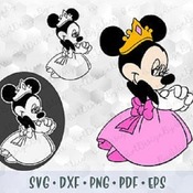 161 SVG PNG Minnie Mouse Princess Crown Hands Ears Head Pink Layered Cut Files Outline Silhouette Cricut Iron on Transfer Disney Birthday Gi