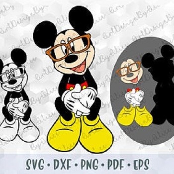 165 SVG PNG Mickey Mouse Glasses Hands Head Ears Layered Cut Files Outline Silhouette Cricut Iron on Transfer Template for Shirt Disney Birt