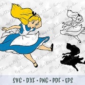 166 SVG PNG Alice in Wonderland Layered Cut files Outline Stroke Coloring Cricut Design Black Silhouette Iron on Sublimation Transfer Stenci