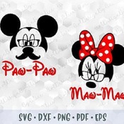 172 SVG PNG Mickey Minnie Mouse Paw-Paw Maw-Maw Head Ears Polka Dots Cut Cricut Silhouette Iron on Transfer Birthday Day Shirt Family Disney