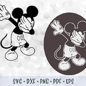 173 SVG PNG DXF Dabbing Mickey Mouse Disney Layered Cuttable file Cricut Silhouette Iron on Sublimation Transfer Black White Outline Silhoue