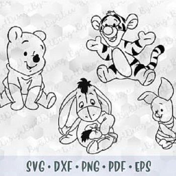 175 Layered SVG PNG DXF Winnie the Pooh Babies Eeyore Donkey Piglet Tigger Pooh Baby Cut file for Cricut Silhouette Iron on Transfer Disney