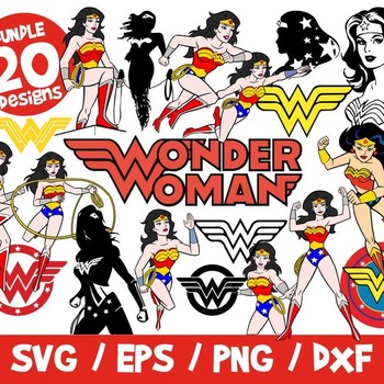 18 Wonder Woman Bundle Vectors, Superhero Svg, Wonder Woman Cutting, Wonder Woman Vector, Vinyl, Eps, Png, Clipart, Wonder Woman Svg