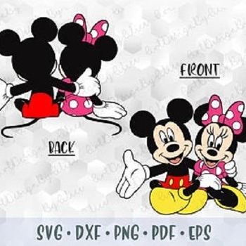 181 SVG PNG Mickey Minnie Mouse Pink Bow Hug Love Head Ears Front & Back Layered Cut files Cricut Silhouette Iron on Transfer Print Sublimat