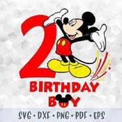 189 SVG PNG Mickey Mouse Second Birhday Boy Two years Head Ears Hands Layered Cut File Cricut Silhouette Iron on Transfer Birthday Family Di