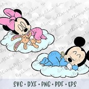 191 SVG PNG Baby Mickey Minnie Mouse Sleeping Layered Cut files Cricut Silhouette Iron on Transfer Sublimation Child Kid Mickey Minnie Disne