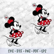 195 SVG PNG DXF Minnie Mouse Vintage Retro Old Style Layered Cut file Outline Cricut Silhouette Iron on Sublimation Transfer Outline Silhoue