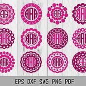 196 Circle Monogram Frame SVG vector Cut files Cricut Silhouette Iron on Template Clip Art Digital Download PNG DXF EpS Monogram Frames Temp