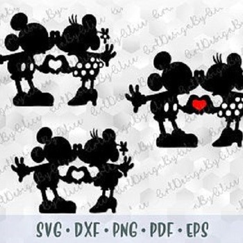 197 SVG PNG Disney Love Mickey Minnie Mouse Heart Head Ears Black Silhouette Cut file Cricut Iron on Transfer Print Sublimation Disney Desig