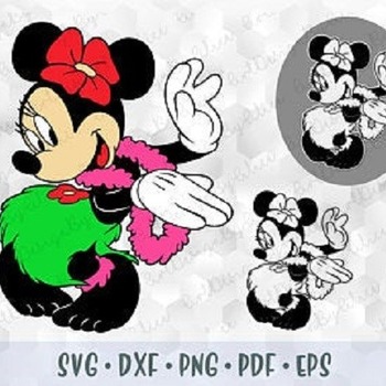 198 SVG PNG Minnie Mouse Hawaii Dance Hula Summer Birthday Girl Layered Cut file Cricut Download Silhouette Outline Iron on Sublimation Tran