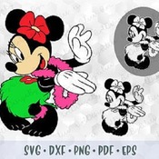 198 SVG PNG Minnie Mouse Hawaii Dance Hula Summer Birthday Girl Layered Cut file Cricut Download Silhouette Outline Iron on Sublimation Tran