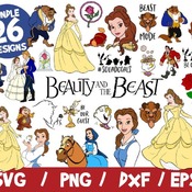 20 Beauty and The Beast Bundle, Beauty and The Beast SVG, Beauty and The Beast Vector, Belle Cricut, Belle Cut File, Layered, Wall Decal