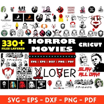 20 Horror Halloween Friends mega big bundle svg png clipart vector characters cricut files