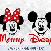 200 SVG PNG Mickey Minnie Mouse Disney Mommy Daddy Head Ears Polka Dot Bow Outline Silhouette Cricut Iron on Transfer Template for Shirt Dis