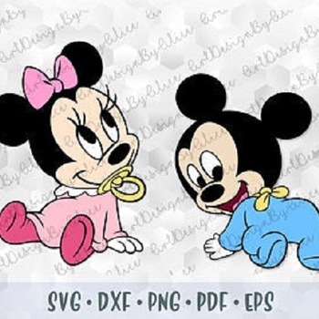 203 SVG PNG Baby Mickey Minnie Mouse Layered Cut files Cricut Silhouette Iron on Transfer Sublimation Child Kid Mickey Minnie Disney Babies