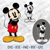 204 SVG PNG Mickey Mouse Vintage Retro Old Style Layered Cut file Outline Stroke Coloring Cricut Silhouette Iron on Sublimation Transfer Ste