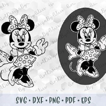 205 SVG PNG DXF Minnie Mouse Hands Dress Ears Head Bow Polka Dot Outline Stroke Silhouette Cricut Iron on Transfer Template Disney Birthday