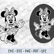 205 SVG PNG DXF Minnie Mouse Hands Dress Ears Head Bow Polka Dot Outline Stroke Silhouette Cricut Iron on Transfer Template Disney Birthday