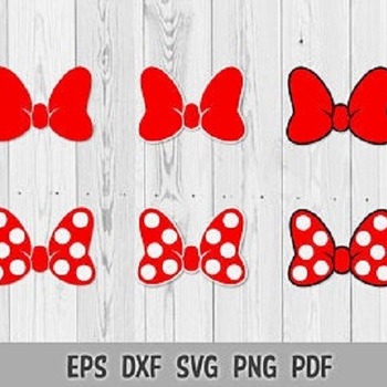 206 SVG PNG DXF Minnie Mouse Red Polka Dot Bow Disney Layered Cut file Cricut Silhouette Iron on Transfer Print Sublimation Design Bows Desi