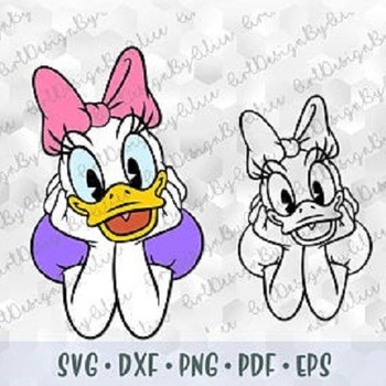 207 SVG PNG Daisy Duck Mickey Minnie Friends  Layered Vector Cut file Outline Silhouette Cricut Iron on Transfer Disney Birthday Tshirt Desi