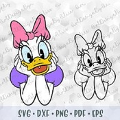 207 SVG PNG Daisy Duck Mickey Minnie Friends  Layered Vector Cut file Outline Silhouette Cricut Iron on Transfer Disney Birthday Tshirt Desi